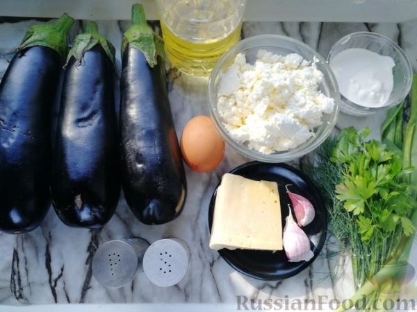 Баклажаны, фаршированные творогом и сыром (в духовке)