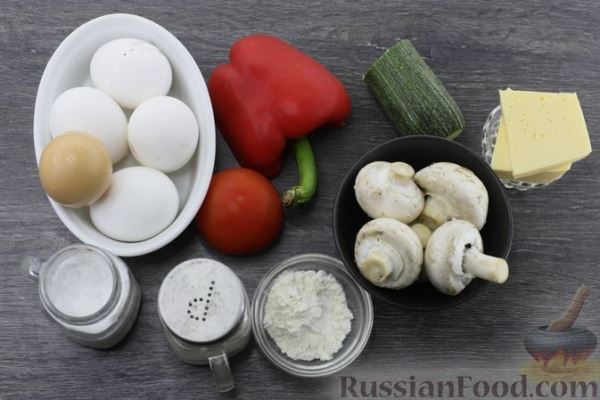 Яичные маффины с грибами, овощами и сыром